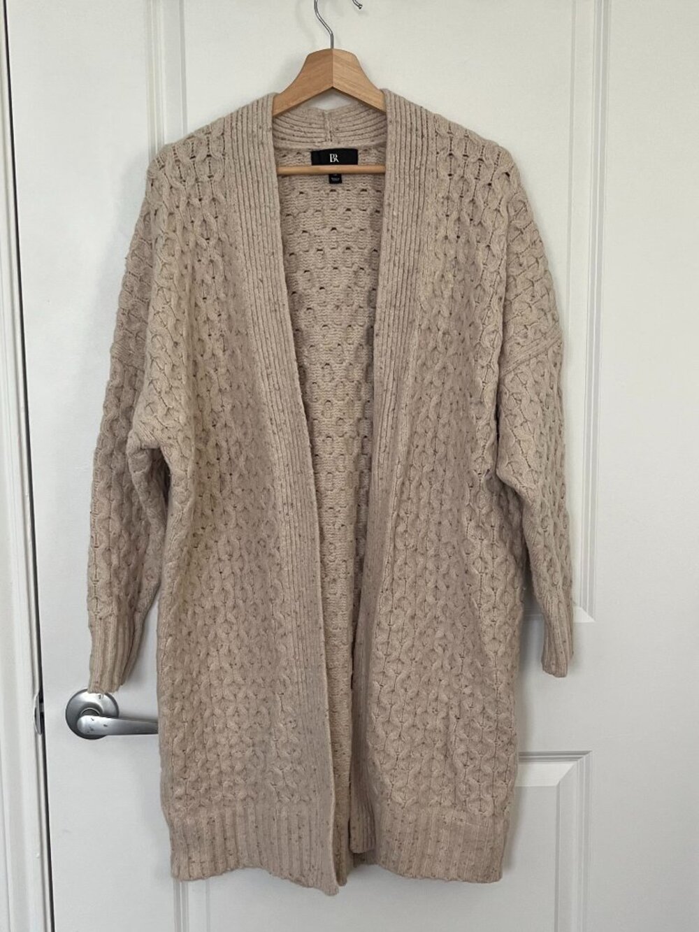 Women's Cable Knit Cardigan Sweater, Ivory/Cream Color, Size Medium